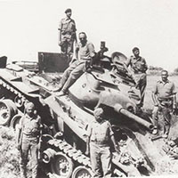 Brigadier Hari Singh atop a destroyed tank in 1965 Indo-Pak War